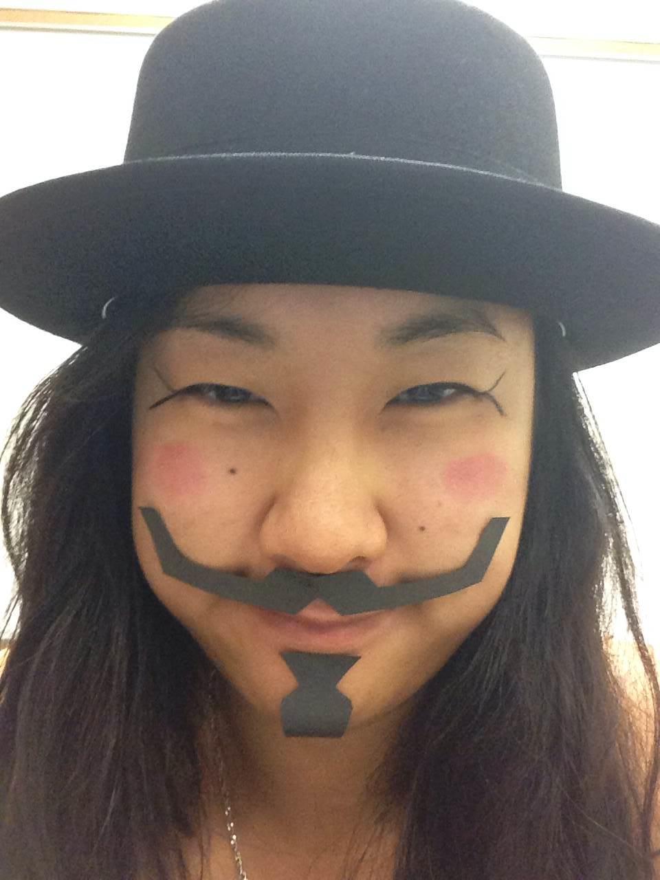 Connie Le wears fake facial hair to support Movember