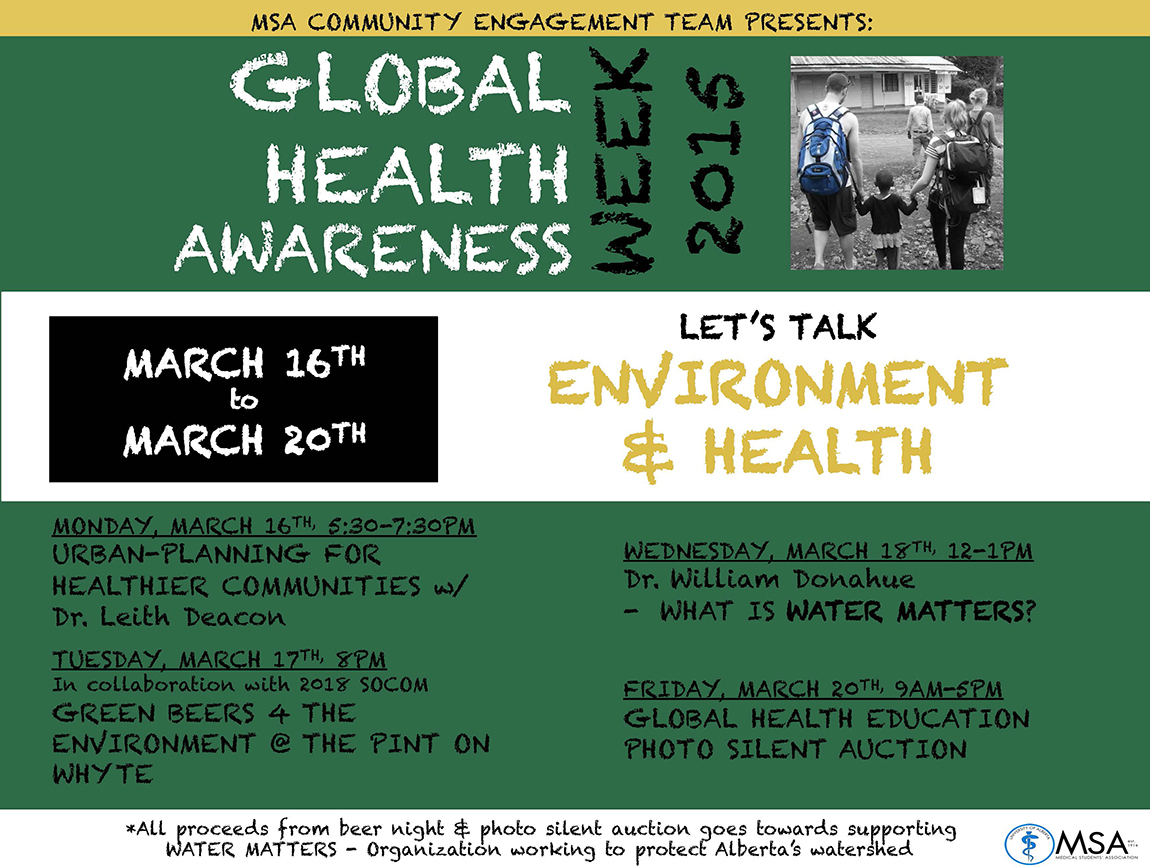 Global Health Awareness Week poster and itinerary 
