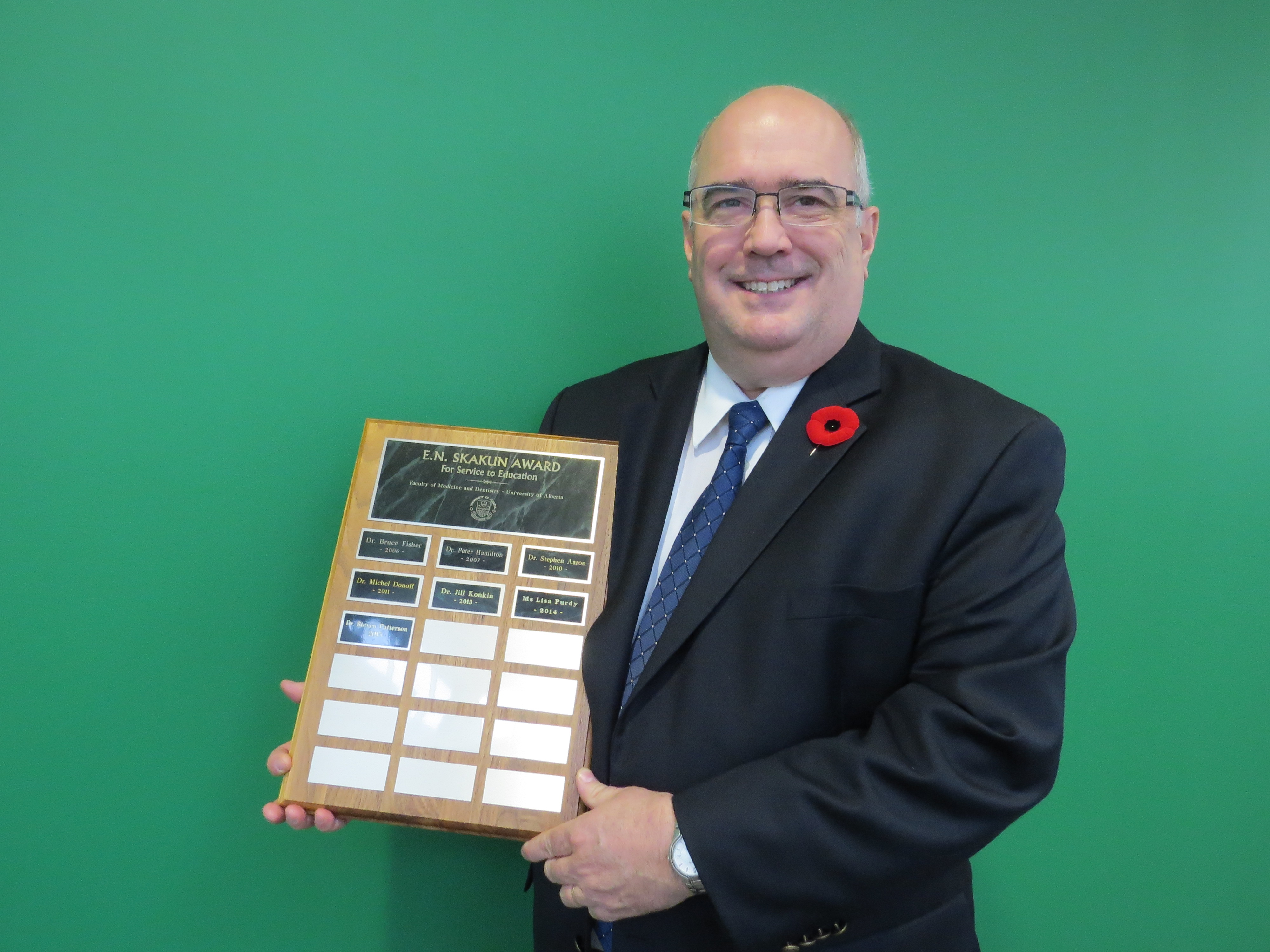 Steve Patterson is the recipient of the E.N. Skakun Award for Service to Education